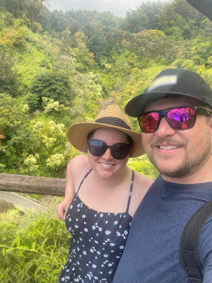 We stopped at a huge botanical garden on the east side of the island. The photos (of course) don’t do it justice. But, it was SO green and lush!