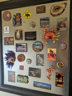 Favorite Tradition: We started collecting magnets on our Honeymoon and now we have three boards full of all the places we've been. 