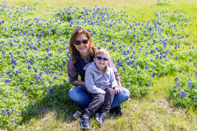With Tita (Paulina's mom) in a field of bluebonnets