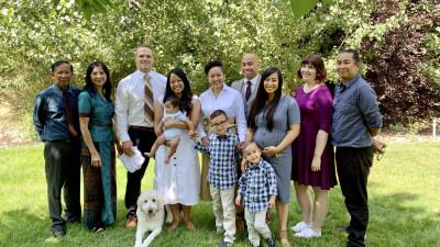 The next day we blessed Mika where both families were in attendance. Here is my family. Your child will grow up with 7 uncles, and 7 aunts, along with 2 sets of  grandparents!