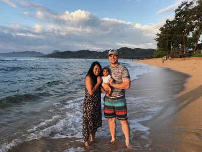 Our first family vacation to Hawaii! Mika’s first time to the ocean. He’s our little fish who loves the water!